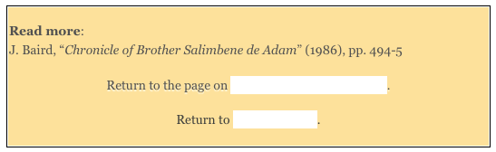 
Read more: 
J. Baird, “Chronicle of Brother Salimbene de Adam” (1986), pp. 494-5
Return to the page on Saints Venerated in Umbria. 

Return to Saints of Assisi.
